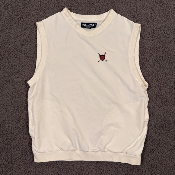 Polo Golf Ralph Lauren Other - Vintage Polo Golf Ralph Lauren Vest Mens M White Windbreaker Mesh Lined Crest